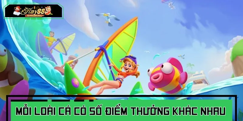 Mỗi loài cá trong game có số điểm thưởng khác nhau
