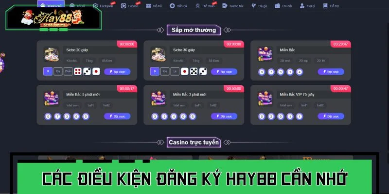 Các điều kiện đăng ký HAY88 cần nhớ